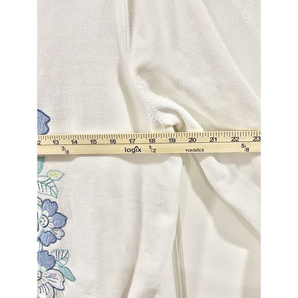 Womens Alfred Dunner Embroidered Sweatshirt Ivory/bleu Long Sleeves Size M - Picture 5 of 6